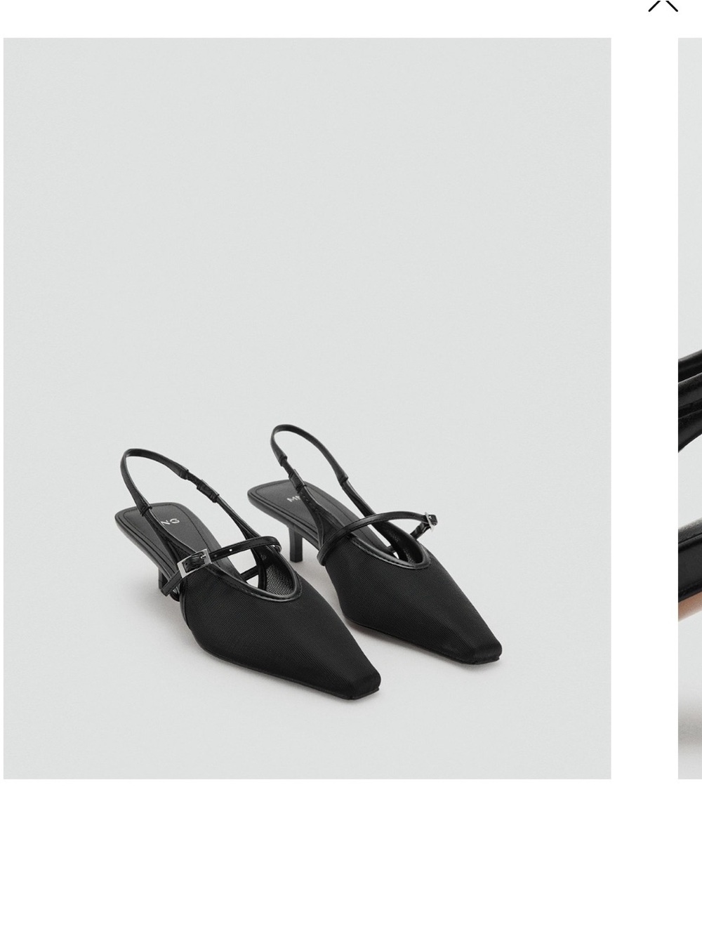 Mango Black Pointed Slingback Kitten Heels